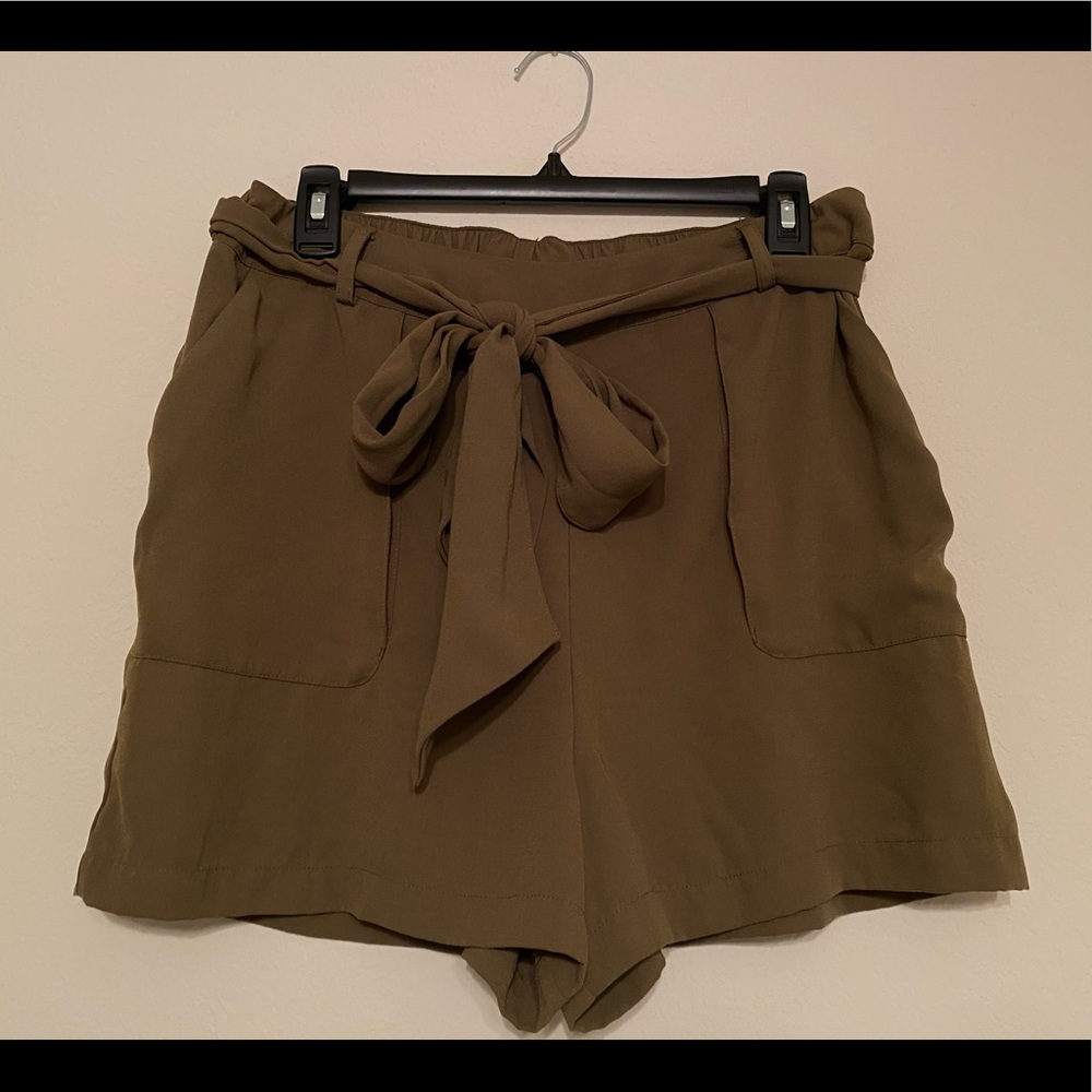 high rise paper bag shorts